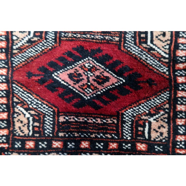 1960s 1960s, Handmade Vintage Uzbek Bukhara Mat Rug 1' X 1' For Sale - Image 5 of 8