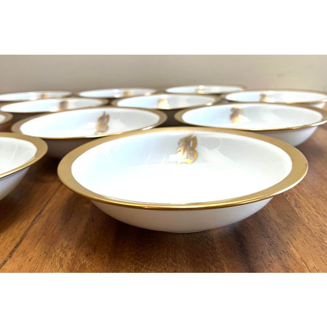 Rosenthal Small Porcelain Bowls With Handpainted 24k Gold B Initial and Wide Trim - Set of 12 For Sale In San Diego - Image 6 of 10