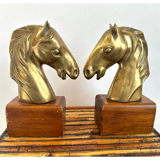 Dolbi Cashier Vintage Brass Horse Head Bookends - Dolbi-Cashier For Sale - Image 4 of 10
