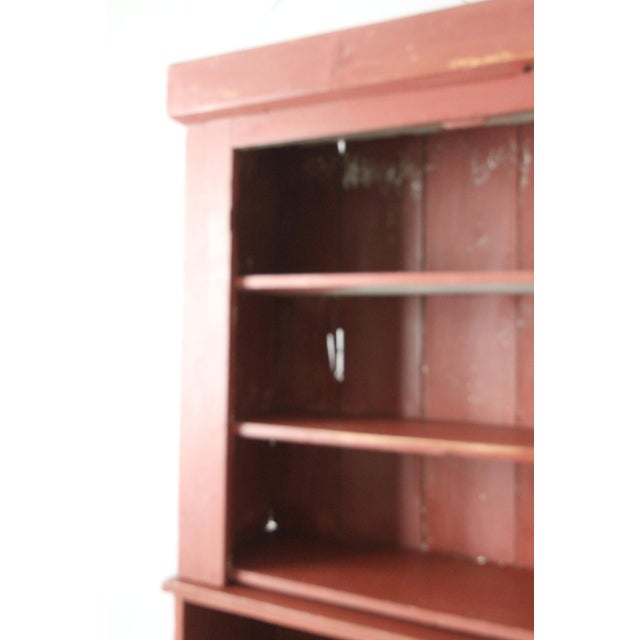 Late 19th Century Antique Red Step Back Cupboard Cabinet For Sale - Image 5 of 18