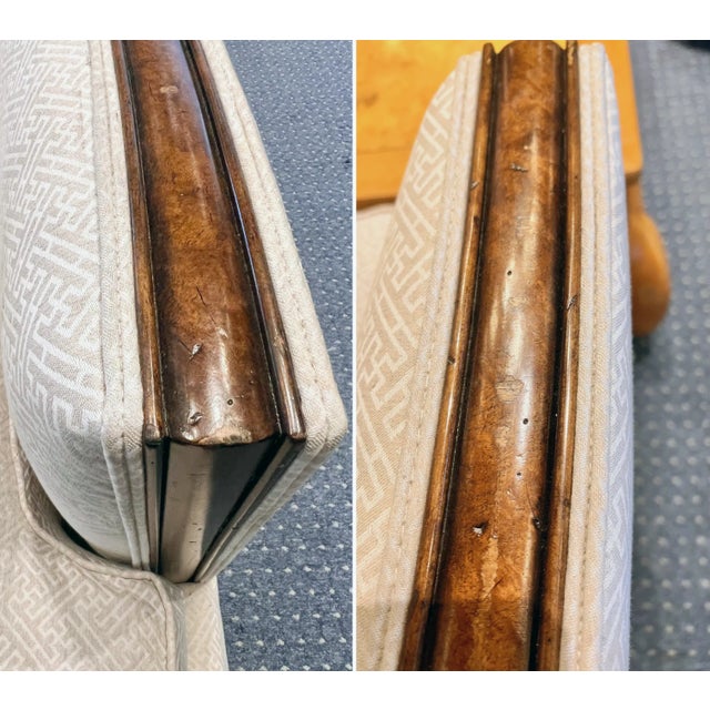 Theodore Alexander Upholstered Sofa With Fruitwood Trim & Kick Pleat Skirt – 79” For Sale - Image 12 of 13