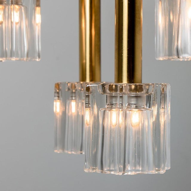 Cascading Glass and Brass Pendant fro Peill Putzler, 1970s For Sale - Image 6 of 18