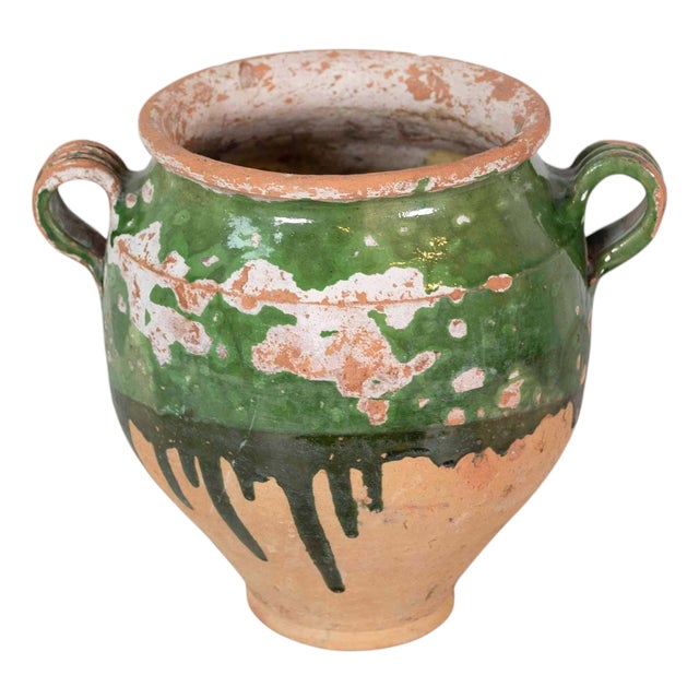 French 19th Century Green-Glaze Confit Pot For Sale