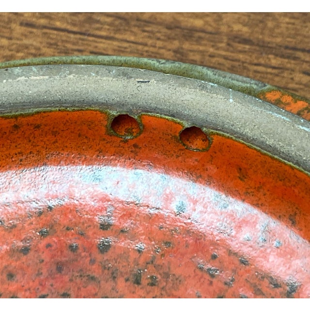 Mid-Century Modern Danish Studio Pottery Orange Wall Hanger from Signe Boesen Northroup, 1960s For Sale - Image 9 of 15