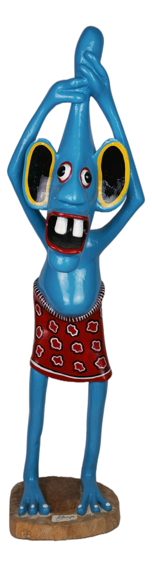 George Lilanga, Sculpture of a Blue Figure, 1995, Wood