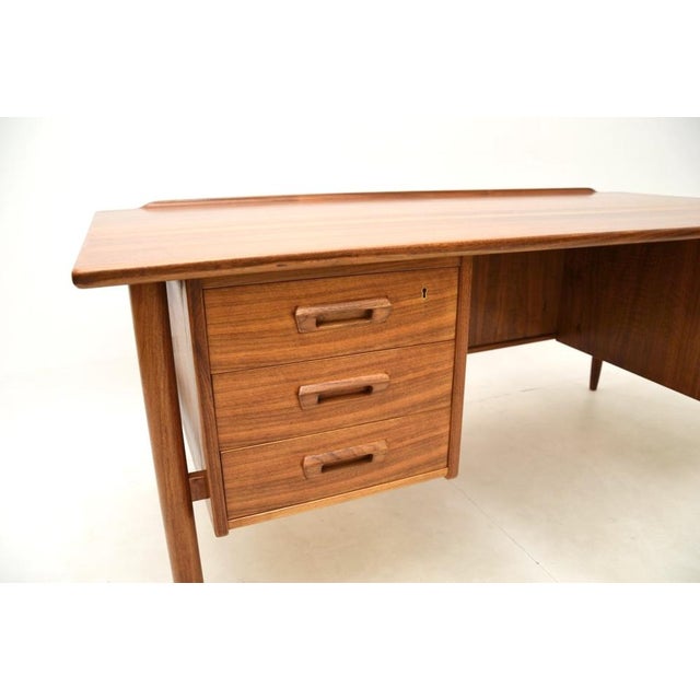 Brown Vintage Swedish Walnut Desk by Goran Strand for Lelangs Mobelfabrik, 1960 For Sale - Image 8 of 13