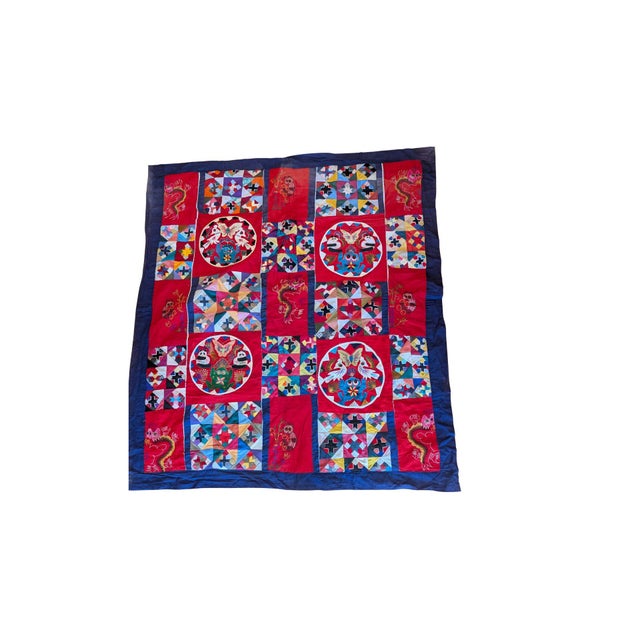 Vintage Double Sided Reversible Handmade Chinese "Bai Jia Bei" Quilt For Sale - Image 16 of 16