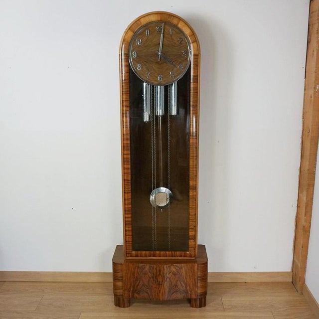 Vintage Longcase Clock in Walnut, 1930s For Sale - Image 9 of 9