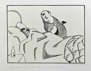Hermann Paul, Support, Original China Ink Drawing, Early 20th Century