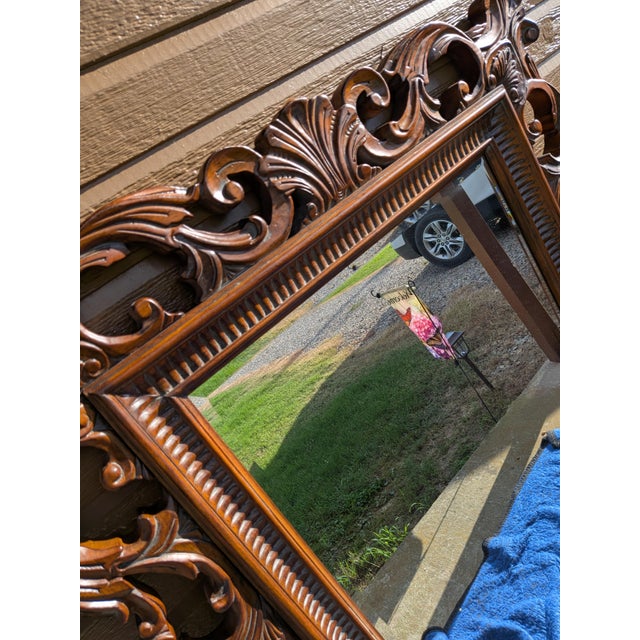 1990s Drexel Heritege Large Mahogany Framed Wall Mirror. It Is Part of the Talavera Tuscan Collection For Sale In Dallas - Image 6 of 8