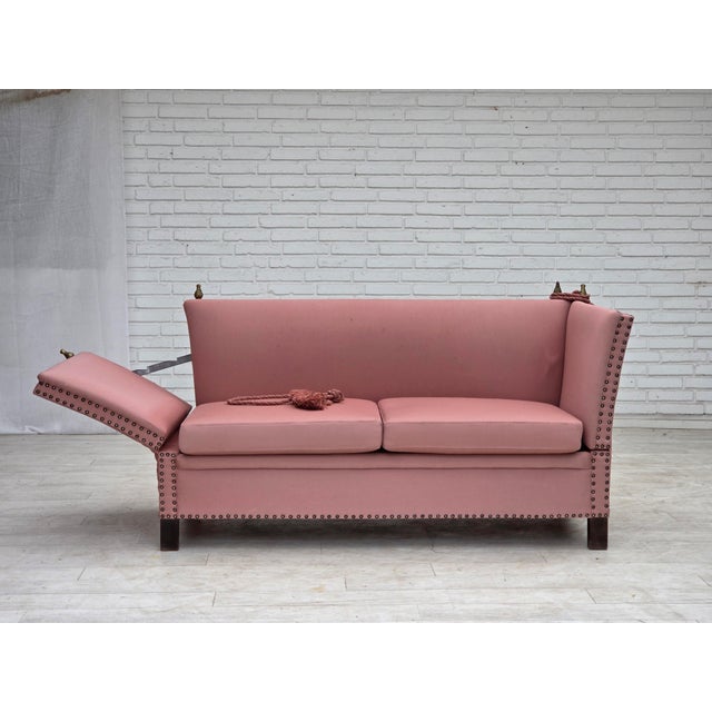 Danish Spanish Drop-Arm Two-Seater Sofa with Wool Upholstery, 1970s For Sale - Image 16 of 18