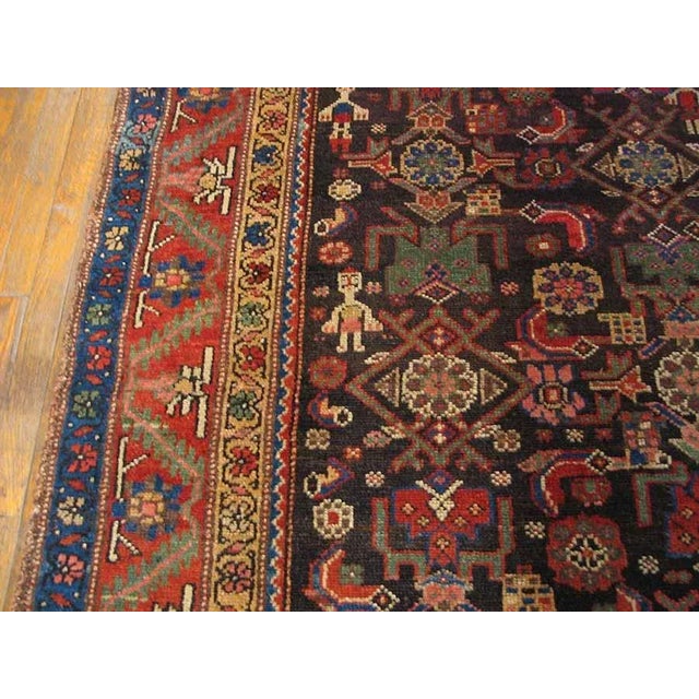 Late 19th Century 1880s Brown Geometric Antique Persian Tribal Kurdish Rug 4'6" X 8'4" Knotted Wool Carpet For Sale - Image 5 of 9