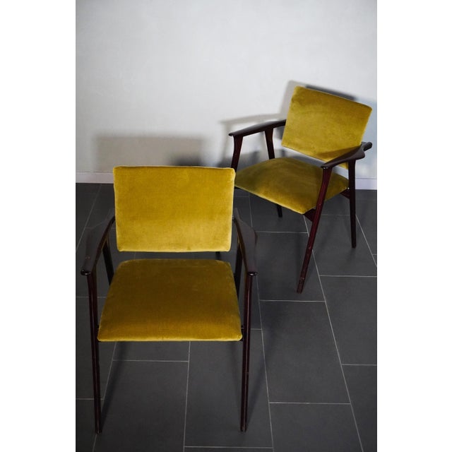 Wood Luisa-Style Armchairs in Oil-Coloured Velvet by Franco Albini, 1950s, Set of 2 For Sale - Image 7 of 17
