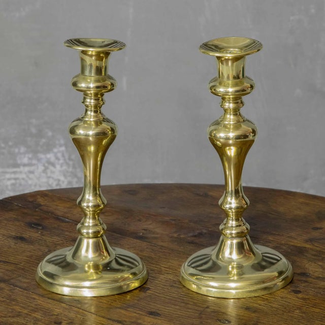 Early-19th Century Brass Candlesticks, Set of 2 For Sale - Image 8 of 8
