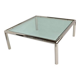 1960s “Tubo” Chrome and Glass Coffee Table by John Mascheroni For Sale