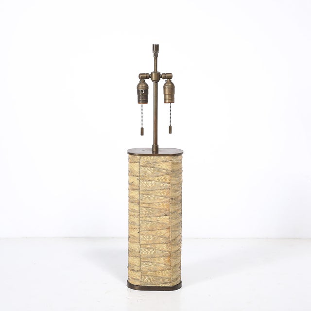 Metal Pair of Mid-Century Tessellated Lizard & Bronze Table Lamps by Karl Springer For Sale - Image 7 of 15