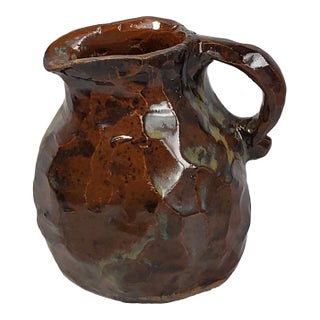 1940s Rustic Turkish Pottery Small Jug/Creamer For Sale