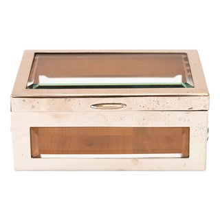 Nickel-Plated, Wood and Cut Glass Box, Vienna, 1920 For Sale