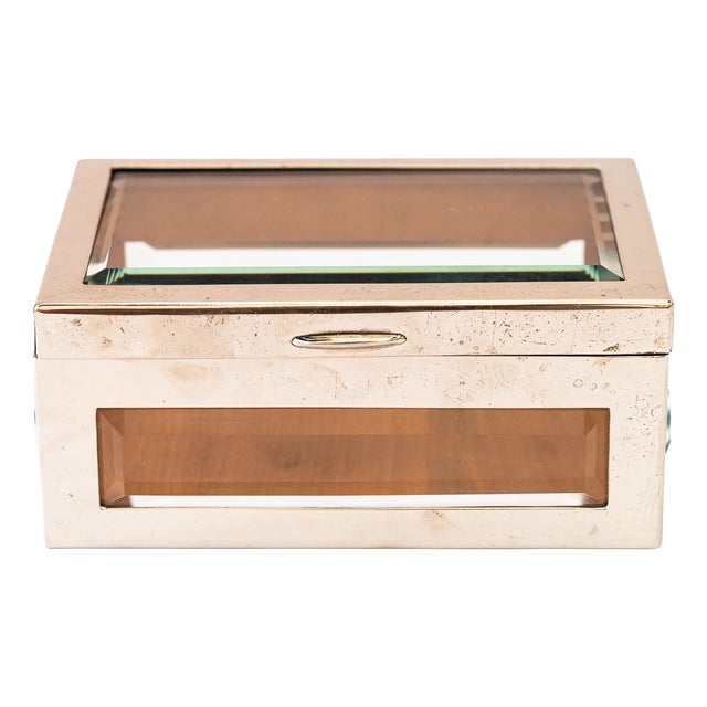 Nickel-Plated, Wood and Cut Glass Box, Vienna, 1920 For Sale