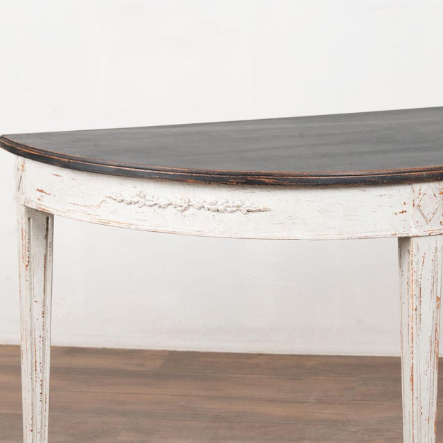 19th Century Swedish Gustavian Pair of Demi Lune Side Tables Consoles For Sale - Image 6 of 11