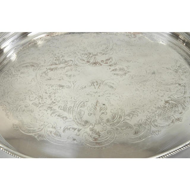 Mid 20th Century Vintage English Edwardian Silver Plated Oval Scalloped Gallery Bar Platter Tray For Sale - Image 5 of 18