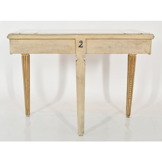 Wood Italian Painted Giltwood Marble-Top Console / Entry Table Italian, Early to Mid- For Sale - Image 7 of 11
