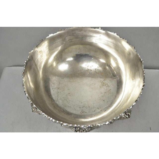 Vintage Grapevine Cluster Silver Plated Footed Punch Bowl Champagne Ice Bucket For Sale - Image 11 of 18
