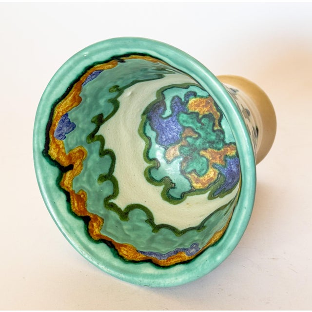 Art Nouveau Antique Gouda Schoonhoven Holland Art Pottery Hand Painted 212 Vase, Signed For Sale - Image 3 of 10