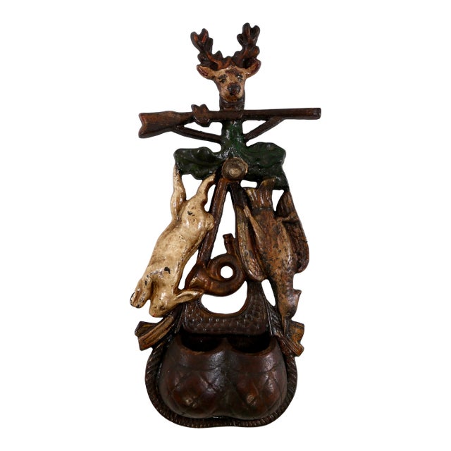 Antique Stag, Rabbit and Fowl Matchstick Holder For Sale