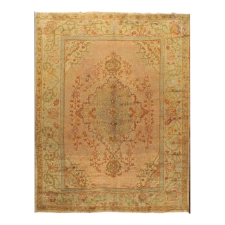 Antique Turkish Soft Peachy-Red Oushak Rug, 10' X 12'6 For Sale