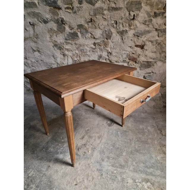 1930s Vintage French Oak Desk and Bistro Chair in Beech, 1930, Set of 2 For Sale - Image 5 of 18