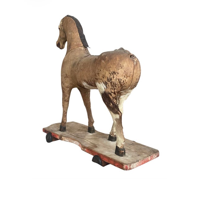 Late 19th Century Decorative 19th-Century Carved Wooden Horse on Platform For Sale - Image 5 of 13