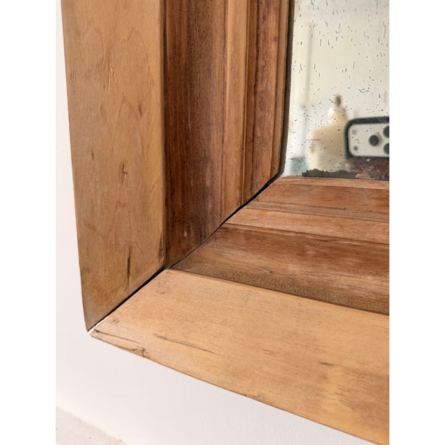 Ecru English 19th C Pine Mirror With Old Glass in Good Condition For Sale - Image 8 of 8