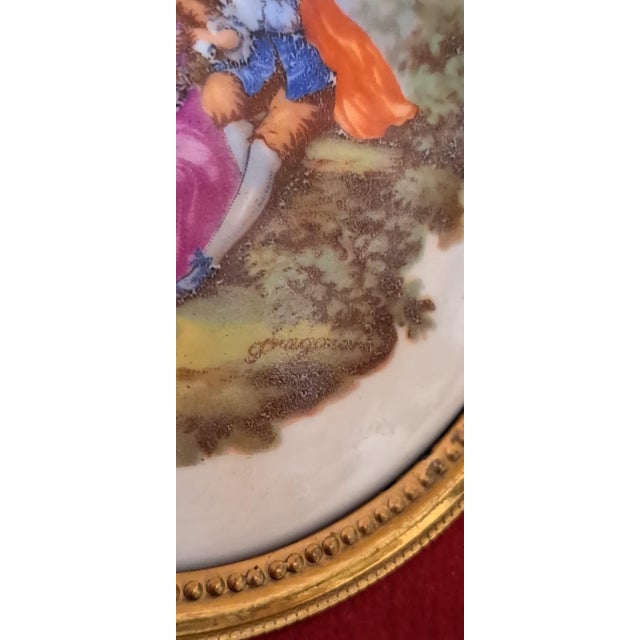 Small Limoges Paintings by Fragonard, 1965, Set of 2 For Sale - Image 3 of 10