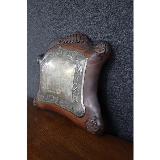 Wood 1926 Chinese Sterling Silver and Rosewood Presentation Plaque For Sale - Image 7 of 15