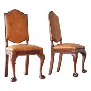 Set of Amsterdam Side Chairs in Patinated Cognac Leather from T Woonhuys, 1930s For Sale