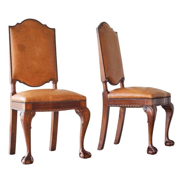 Set of Amsterdam Side Chairs in Patinated Cognac Leather from T Woonhuys, 1930s For Sale