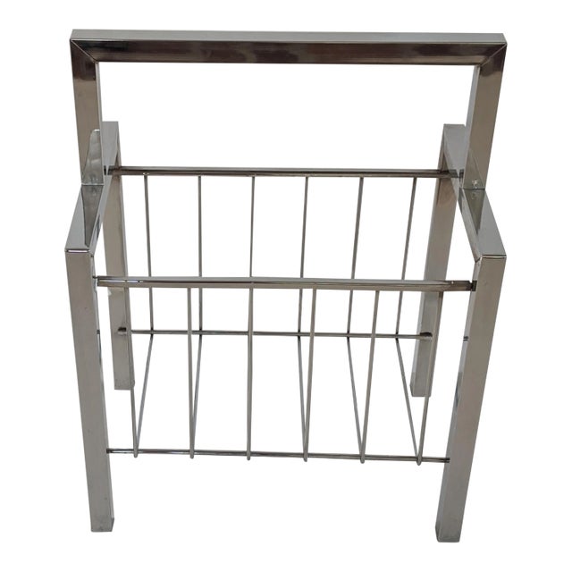 1970s Milo Baughman Chrome Magazine Rack Holder For Sale
