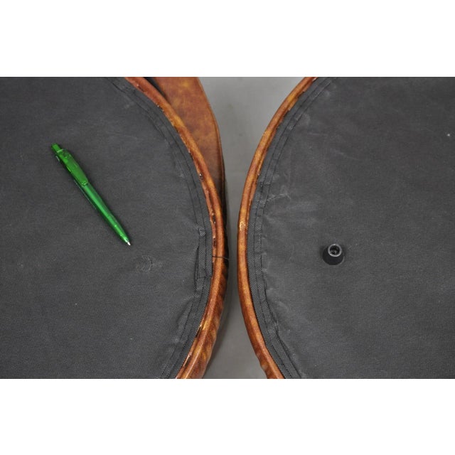 Contemporary Modern Moroccan Style Brown Faux Leather Round Storage Ottoman Pair For Sale - Image 13 of 15