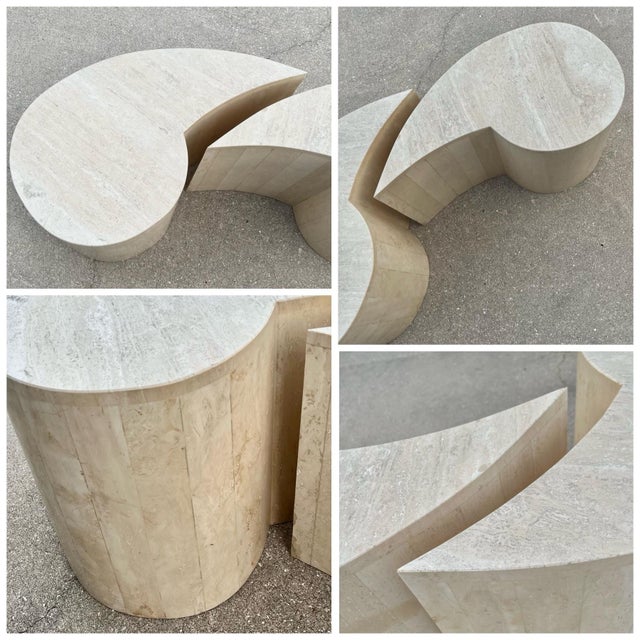 A Pair of Italian Modern ‘Quotation’ Travertine Coffee Tables For Sale - Image 11 of 12