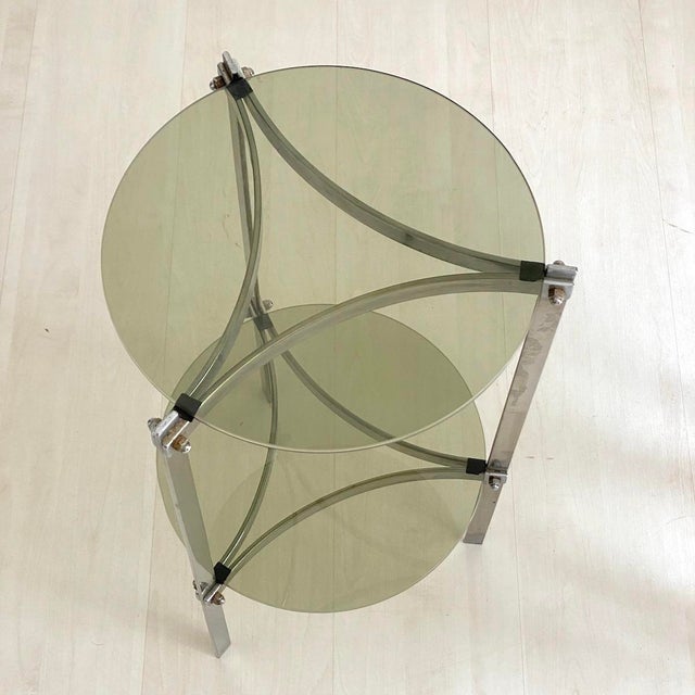 Vintage Chrome and Glass Side Table, 1970s For Sale - Image 9 of 14