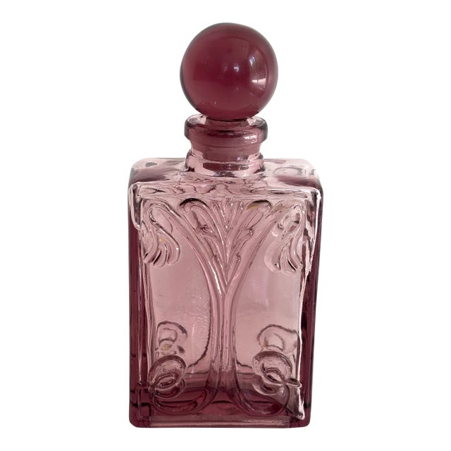 Late 20th Century Art Nouveau Mauve Glass Perfume Jar For Sale