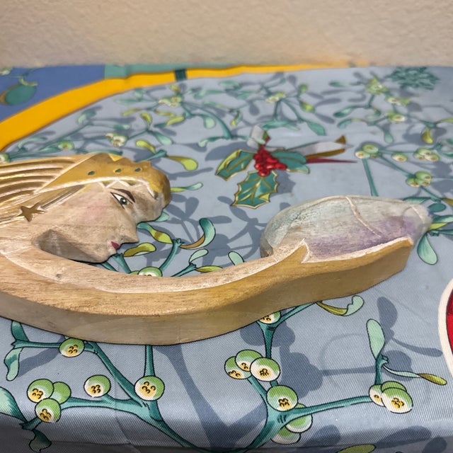 1980s Carved Wood Swimming Mermaid Holding Seashell For Sale - Image 5 of 9