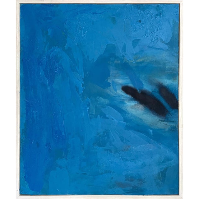 "Far-Flung" Blue and Black Textured Original Painting For Sale