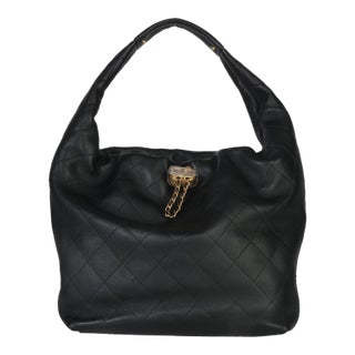 26C Black Quilted Calfskin Large Hobo For Sale
