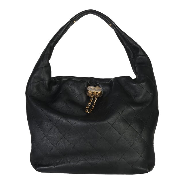 26C Black Quilted Calfskin Large Hobo For Sale