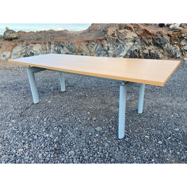 Wood Cassina - Le Corbusier - Dining Table - Lc6 Dining Table Oak and Grey Metal Base For Sale - Image 7 of 18