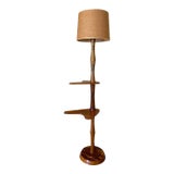 1960s Vintage Carved Tiki Plant Stand Floor Lamp For Sale