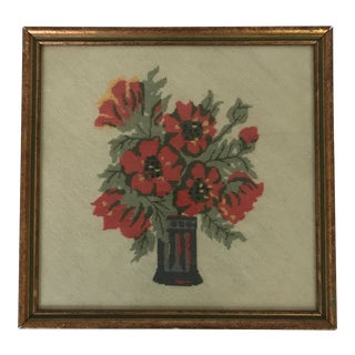 Framed Bouquet Needlepoint For Sale