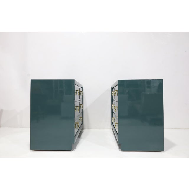 Pair of Robsjohn-Gibbings for Widdicomb Chests Newly Lacquered in Deep Green For Sale - Image 11 of 11